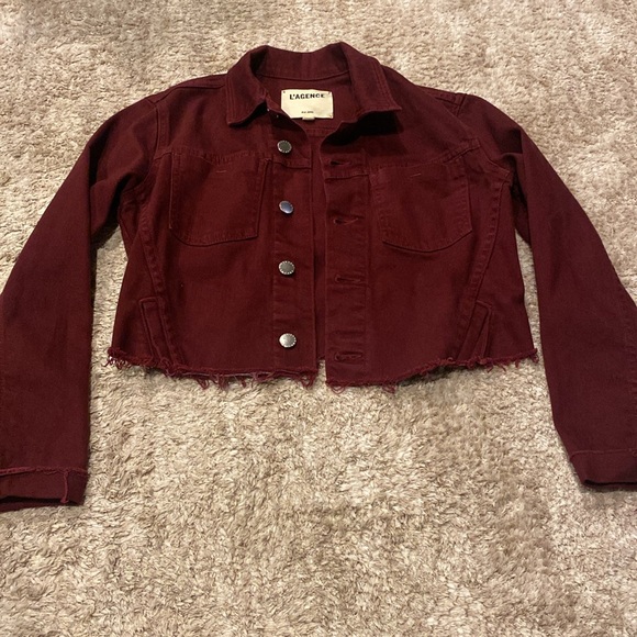 L'agence Janelle Stretch Cropped Denim Jacket - Picture 2 of 6